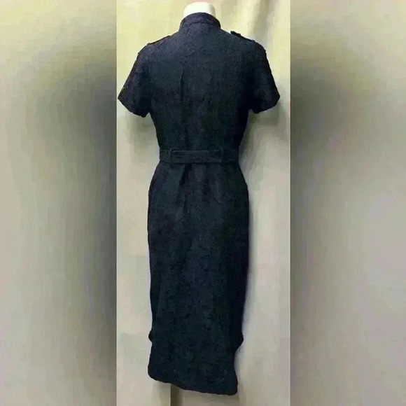 Banana Republic Navy Lace Belted Shirt Dress Size 4 - Picture 3 of 11